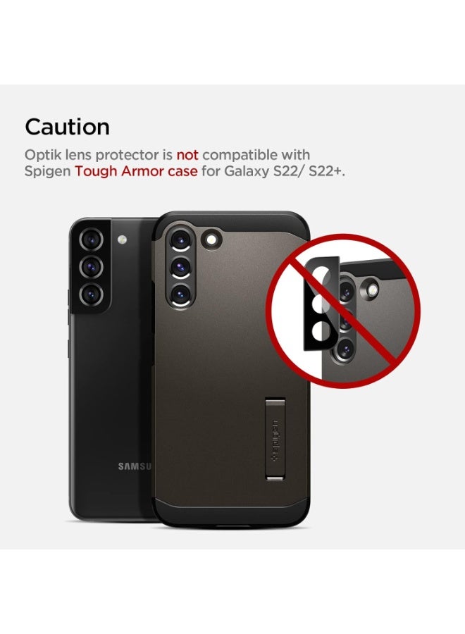 واقي عدسة الكاميرا لموبايل جالكسي اس 22 / اس 22 بلس (Galaxy S22/S22 Plsu)، زجاج مقوى بدرجة صلابة 9، مضاد للخدش، مناسب للجراب، لا يؤثر على اللقطات الليلية، شفاف HD - Image 4