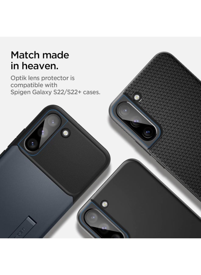 واقي عدسة الكاميرا لموبايل جالكسي اس 22 / اس 22 بلس (Galaxy S22/S22 Plsu)، زجاج مقوى بدرجة صلابة 9، مضاد للخدش، مناسب للجراب، لا يؤثر على اللقطات الليلية، شفاف HD - Image 3