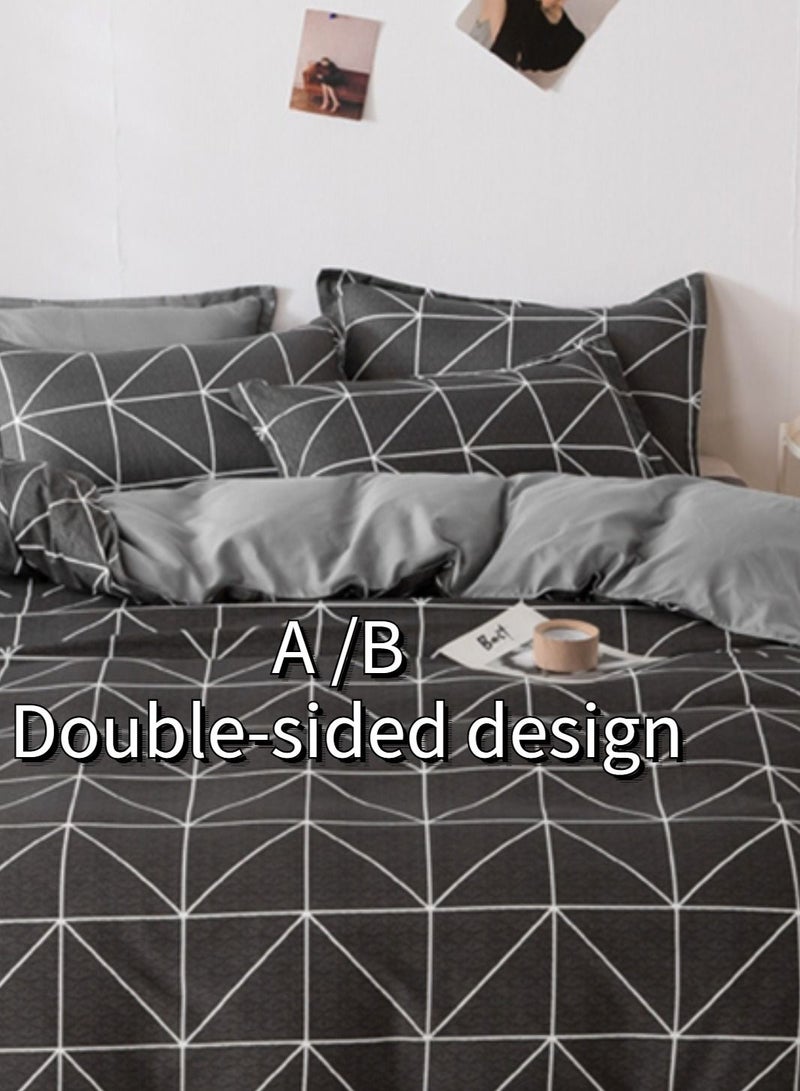 Sharpdo مجموعة شراشدوا من 4 قطع للسرير، غطاء لحاف ناعم من البوليستر، مع 1 غطاء لحاف 200*230 سم و1 شريحة مسطحة و2 غلاف وسادة - Image 2