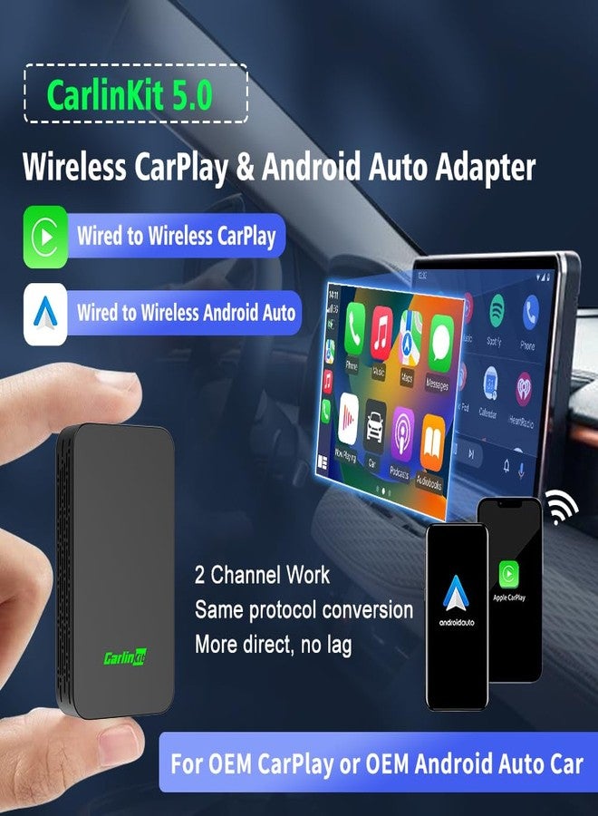 Carlinkit Experience the Ultimate Wireless Dongle - 2Air Latest Model 5.0 Adapter with Siri/Google Assistant, Designed for Vehicles Equipped with Factory Wired CarPlay/Android Auto - Image 2