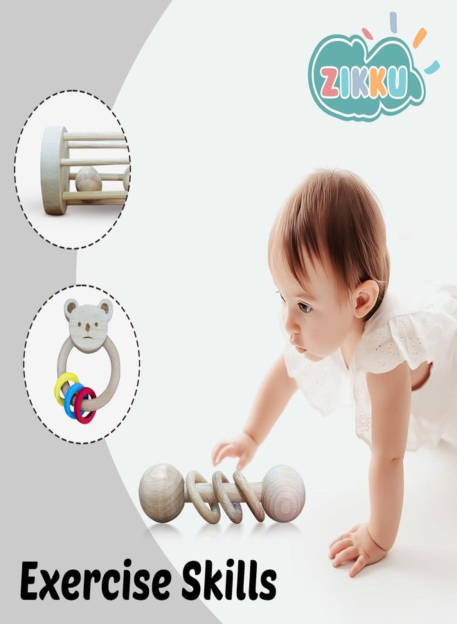 ZIKKU Wooden Rattle Toys Combo for Baby & Kids (6-36 Months) | Maracas, Egg Shaker and Others | Montessori Sensory Sound Toys | Non-Toxic Wooden Toys for Babies & Toddlers (Red) - Image 5