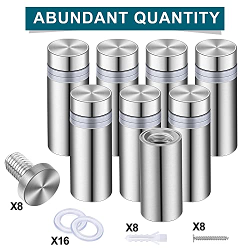 Pelopy 8 Pcs Sign Standoff Screws Advertising Screws Stainless Steel Wall Standoff Mounts Glass Acrylic Nail(0.47 x 1.18 Inch) - Image 2