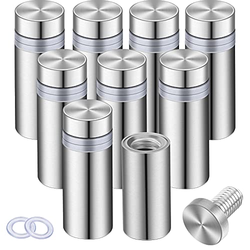 Pelopy 8 Pcs Sign Standoff Screws Advertising Screws Stainless Steel Wall Standoff Mounts Glass Acrylic Nail(0.47 x 1.18 Inch) - Image 1
