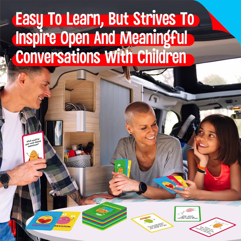 SpriteGru 70 Conversation Cards, 4 Category Mindful Talk for Students, Authentic & Meaningful Question Cards for Parents, Kids, Classroom Activity & Road Trip - Improve Expression, Communication, Social Skill - Image 5