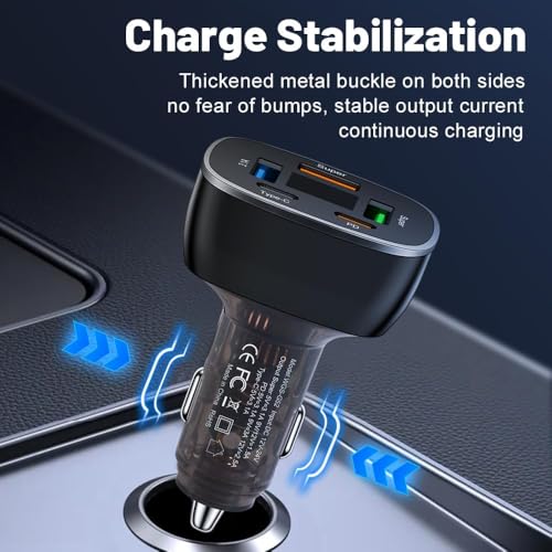 Mizi [2025 Upgraded] 90W USB-C Car Charger, 3-Port Fast Charging Adapter, Dual USB-C & USB-A Ports, PD3.0 & QC3.0,Compatible with iPhone, iPad, MacBook, Samsung Galaxy, Pixel, Android Devices – Black - Image 5