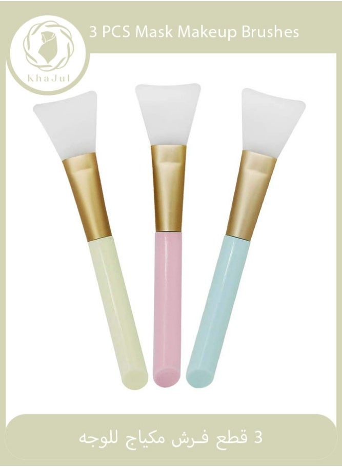 KHAJUL 3 Pack Silicone Face Mask Makeup Brushes, Facial Mask Brush Skin Care Beauty Tool Silicone Cosmetic Brush, Mud Mask Brush DIY Makeup Tool (Multicolor) - Image 1