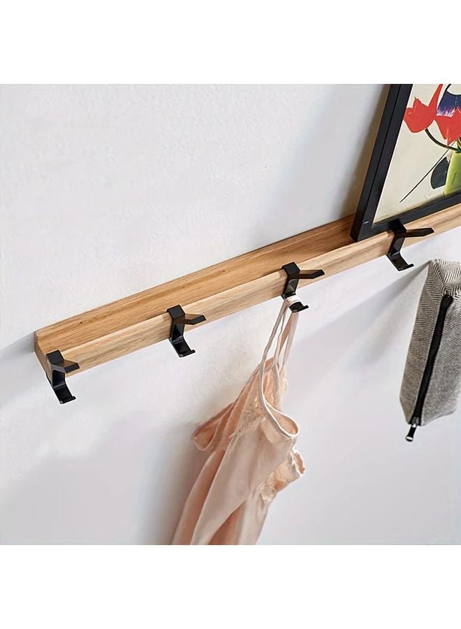 1pc Black Wooden Hanging Shelf Divider With 5 Dual Hooks Wall Mounted Storage Organizer - Image 5