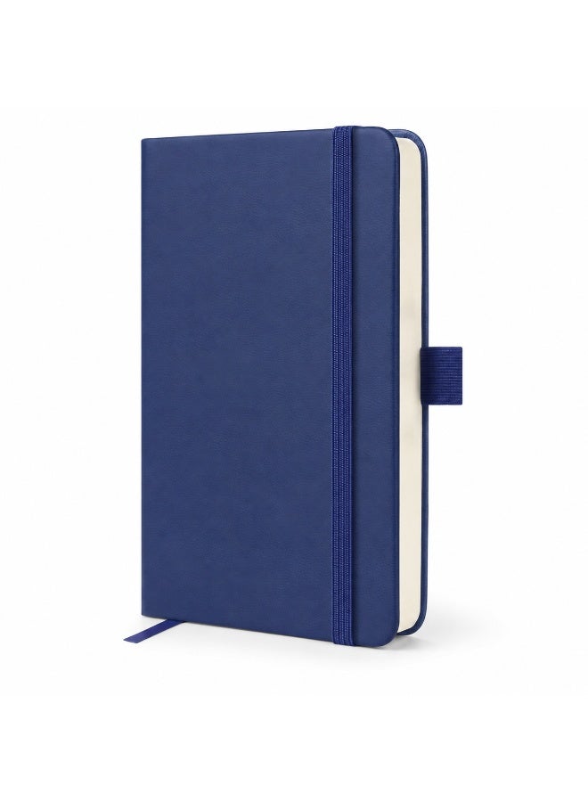Blue A6 Hardcover Notebook – Small Ruled Notebook (9.5 x 15 cm) with Elastic Band, Pen Loop, and Bookmark Ribbon; Ideal for Pocket, Study, Work, and Travel. - Image 1