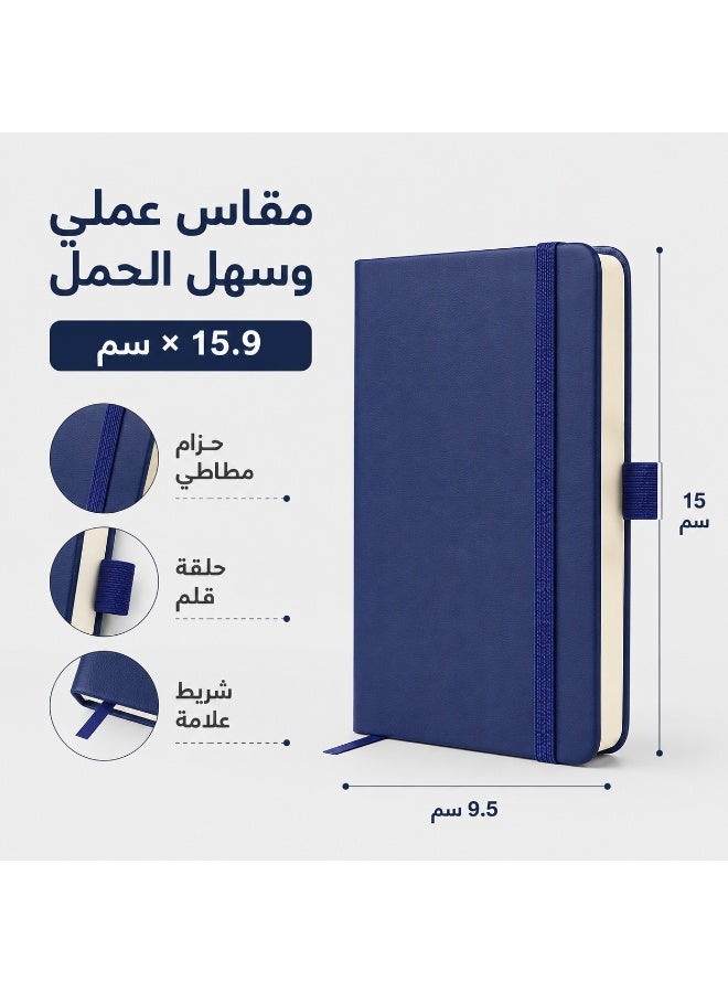 Blue A6 Hardcover Notebook – Small Ruled Notebook (9.5 x 15 cm) with Elastic Band, Pen Loop, and Bookmark Ribbon; Ideal for Pocket, Study, Work, and Travel. - Image 4