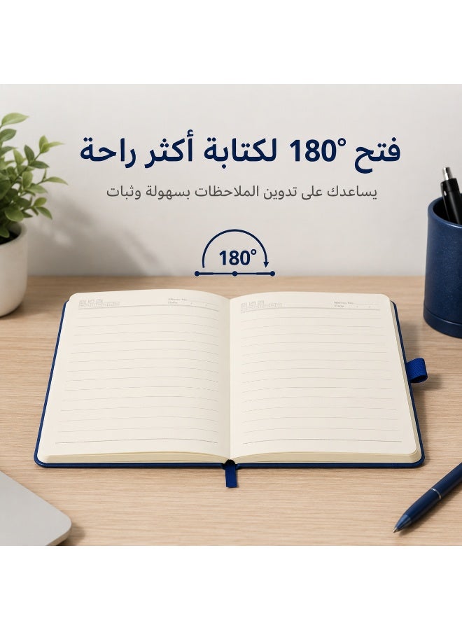 Blue A6 Hardcover Notebook – Small Ruled Notebook (9.5 x 15 cm) with Elastic Band, Pen Loop, and Bookmark Ribbon; Ideal for Pocket, Study, Work, and Travel. - Image 3