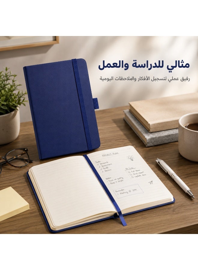 Blue A6 Hardcover Notebook – Small Ruled Notebook (9.5 x 15 cm) with Elastic Band, Pen Loop, and Bookmark Ribbon; Ideal for Pocket, Study, Work, and Travel. - Image 5