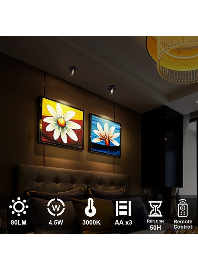 HAMVIDNE Wireless LED Spotlight Battery Powered Picture Lights Uplighting Indoor Puck Lights with Remote Stick Spot Light for Wall Art Display Dartboard Painting Artwork Accent ClosetGold - Image 5