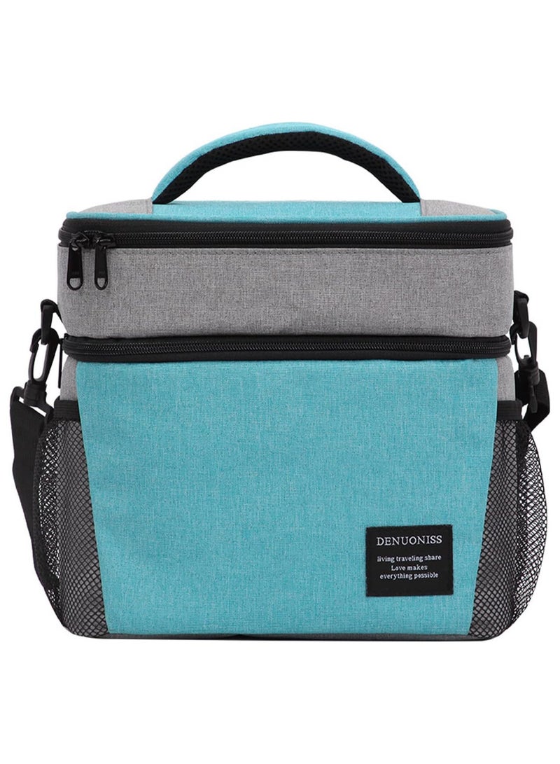 TOMSHOO Insulated Lunch Bag with Adjustable Shoulder Strap,8L Dual Zippers Wide Open Lunch Tote Bag,Leakproof Cooler & Warmer Thermal Lunch Bags - for Office Camping Hiking School Picnic Beach (Green)  - Image 1