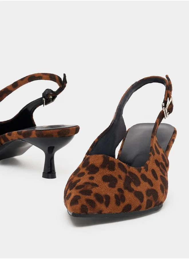 Styli Leopard Print Slingback Pumps