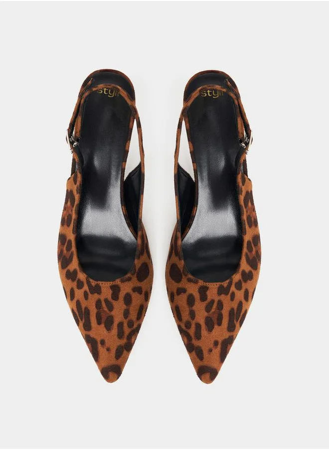 Styli Leopard Print Slingback Pumps
