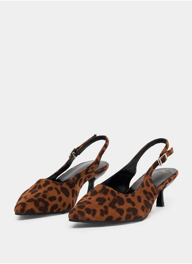 Styli Leopard Print Slingback Pumps