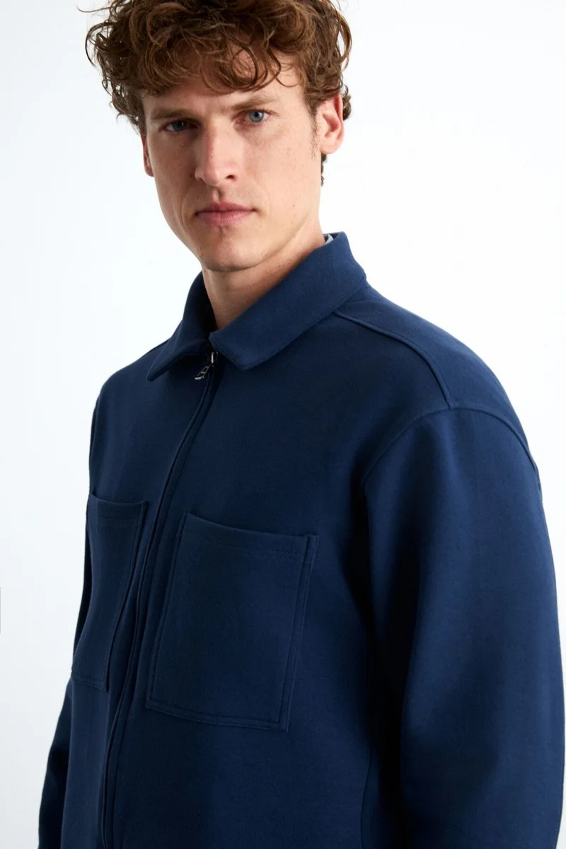 GRIMELANGE Calpe Men's 100% Cotton Navy Blue Jacket