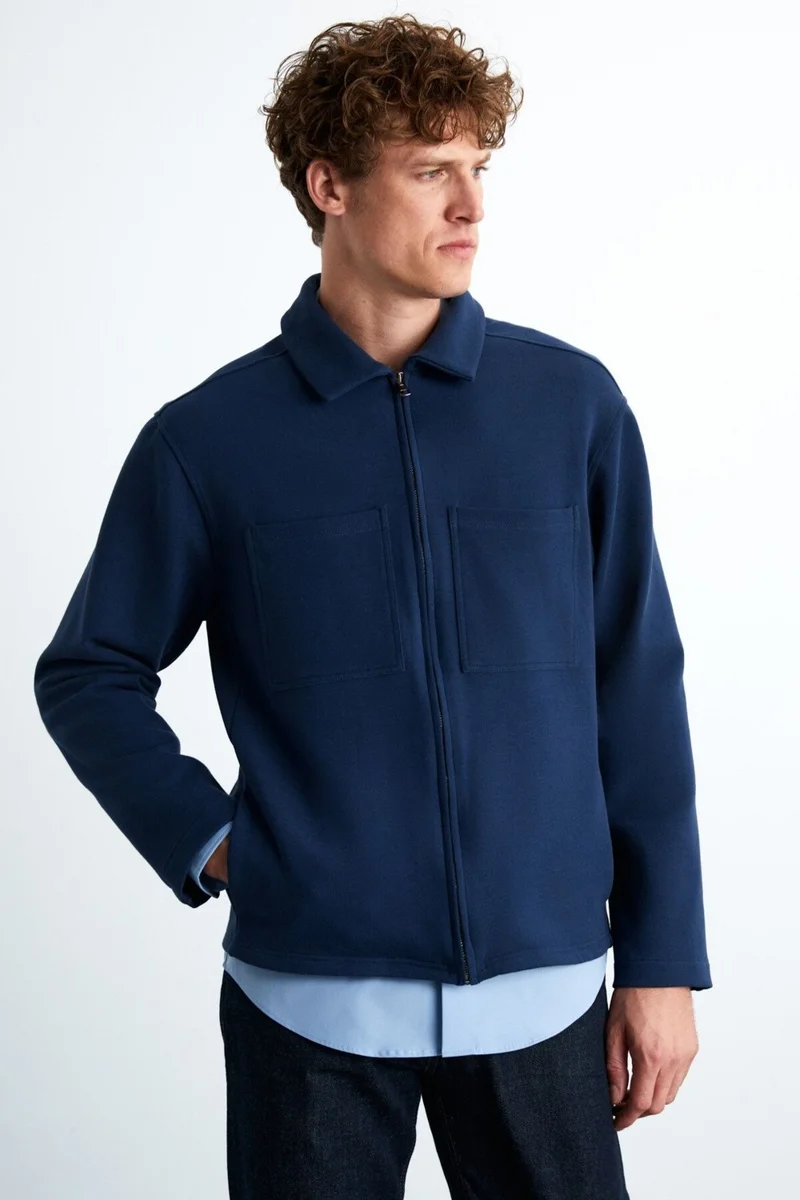GRIMELANGE Calpe Men's 100% Cotton Navy Blue Jacket