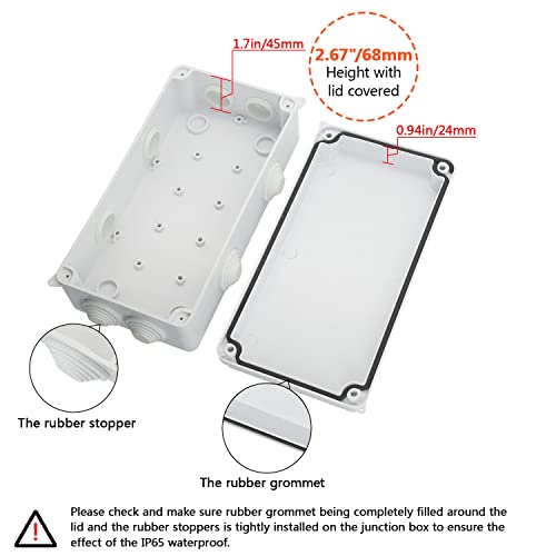 LeMotech ABS Plastic Dustproof Waterproof IP65 Junction Box Universal Electrical Project Enclosure White 7.9 x 3.9 x 2.8 inch (200 x 100 x 70 mm) - Image 4