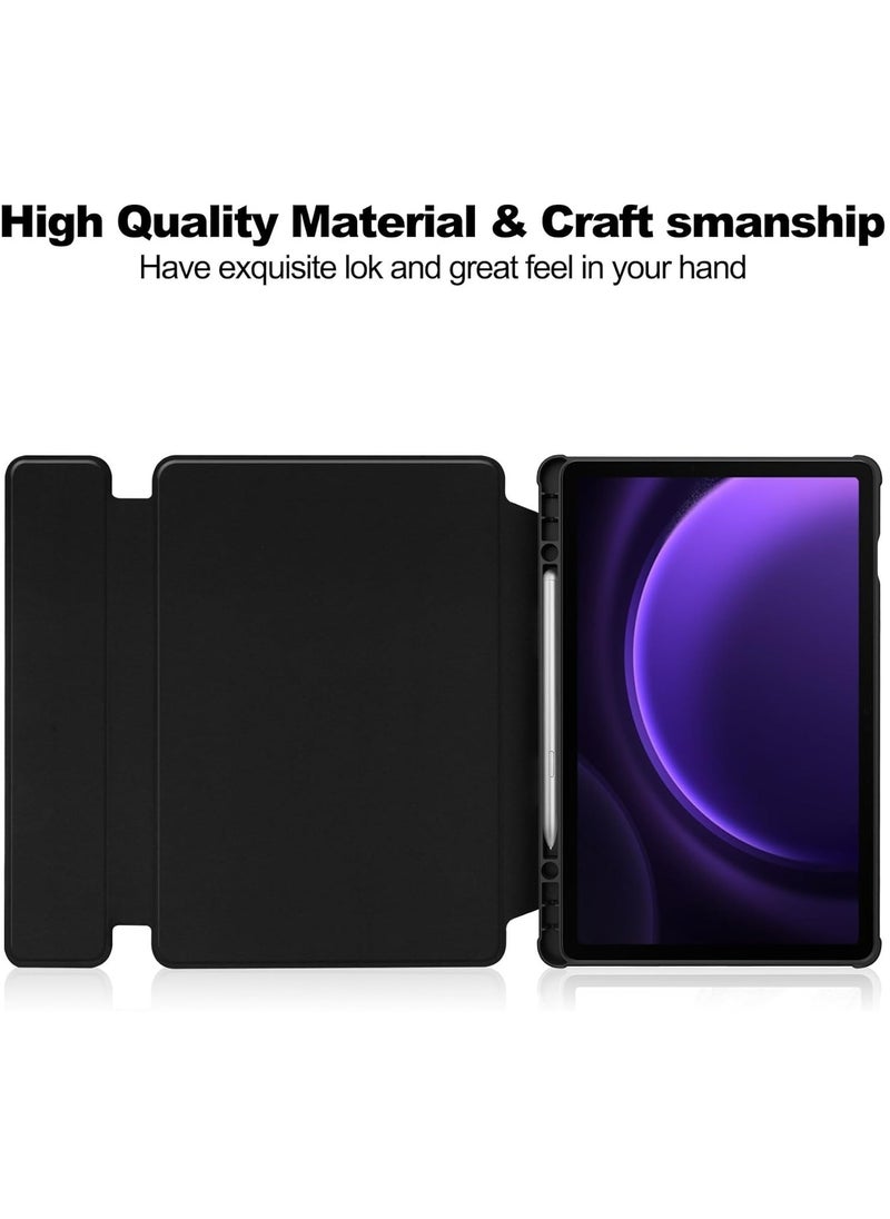 Generic - Keyboard Case Compatible with Samsung Galaxy Tab S9 FE Plus 2023 12.4 inch Rotating Stand Smart Tablet Cover Detachable Wireless Tab S9 FE+ Keyboard Case with Pen Holder - Image 1
