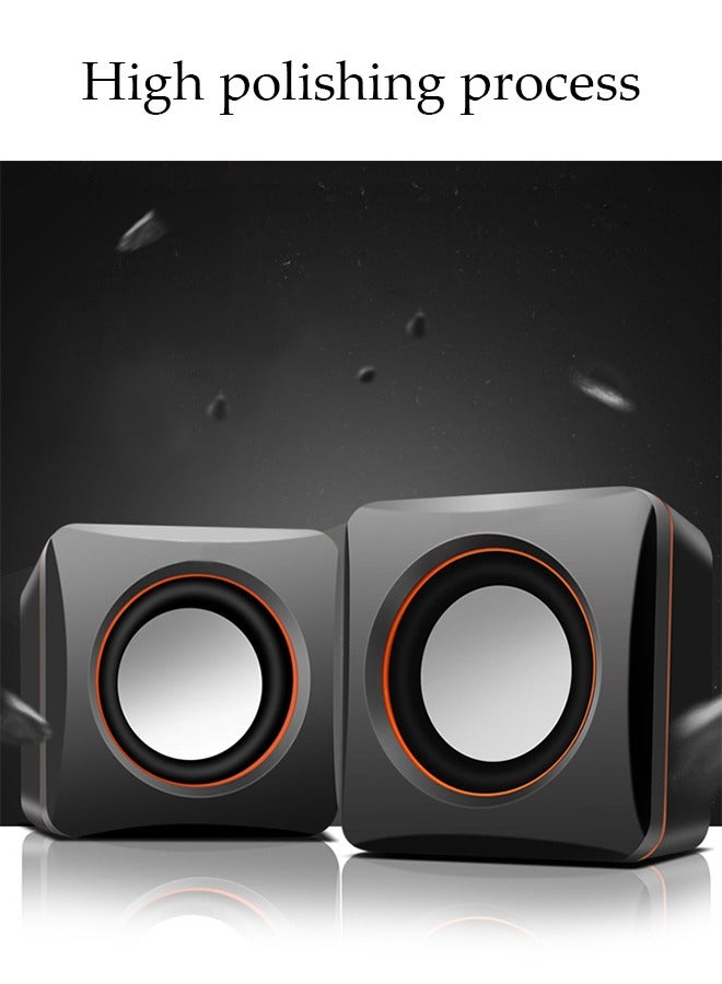 DUNISO 2-Piece USB Two Core Bass Unit Mini Speaker,Portable Speaker Set With Subwoofer,For Laptop/Desktop Computer,Black - Image 5