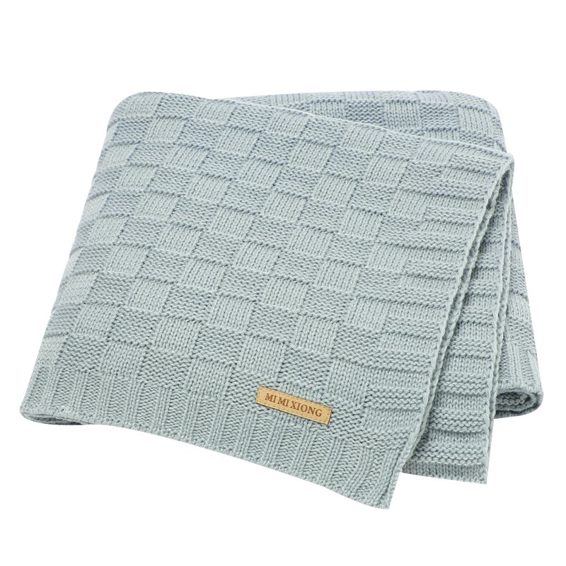 LAWKUL Baby Blanket Blue Newborn Babe Blankets Cable Knitted Soft Receiving Swaddle Cuddle Toddler Boy Girl Stroller 40x30