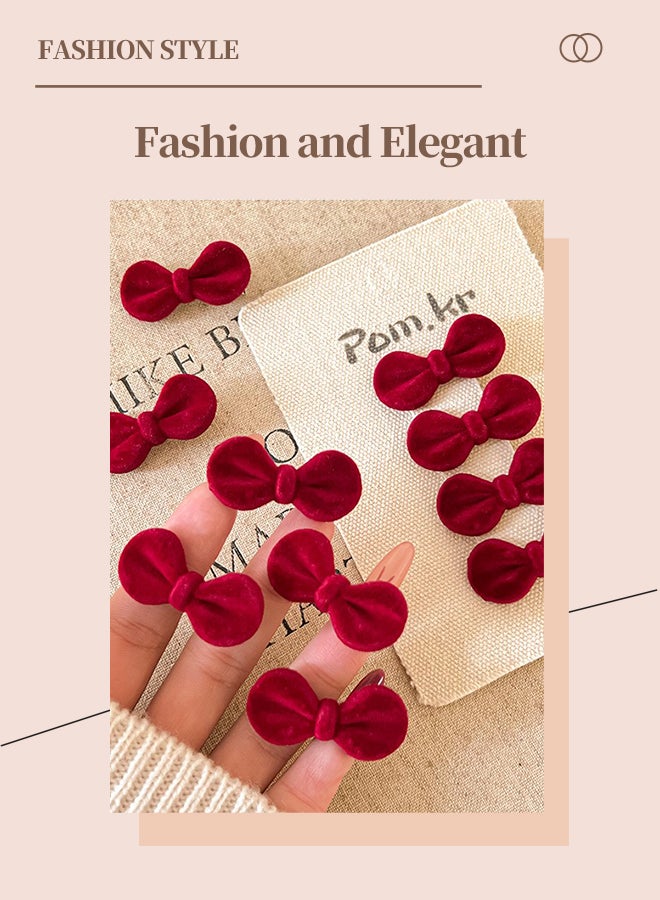 roaiss 20 Pcs Elegant Hair Clips Sweet Heart Flocking Hair Claw Clips Red Velvet Small Bow Hair Clips Front Bangs and Side Hair Clips, Vintage Elegant Hair Accessories - Image 5