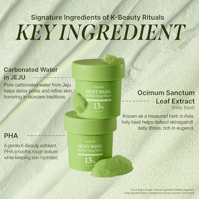 P.CALM قناع بابل العميق بقدونس هولي باسيلي - بقدونس هولي وماء مكربن لتنظيف المسام والرؤوس السوداء، طين كوري لقناع الغسيل الفقاعي، هدايا عيد الميلاد (90 جرام / 3.17 أونصة) - Image 3