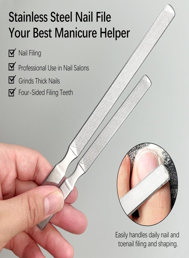 Jaasuee 2-Pack Stainless Steel Toe Nail Files, 4-Sided Design for Thick Nails, Ideal for Men, Seniors, and Dogs - Image 2