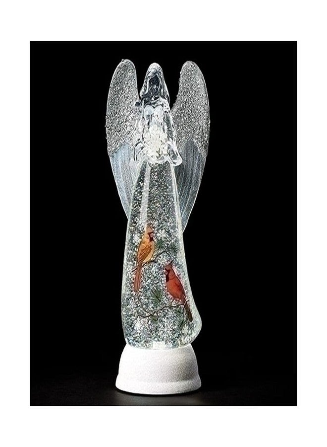 Roman 134985 LED Swirl Angel with Print Cardinal Scene Figurine, 12.2-inch Height