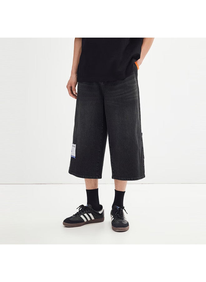 Waxbird Peacebird Men's Denim Shorts Summer Water Washed Loose Seven-point Denim Shorts Trendy Fashion Simple Denim Gray First Batch 32 - Image 1