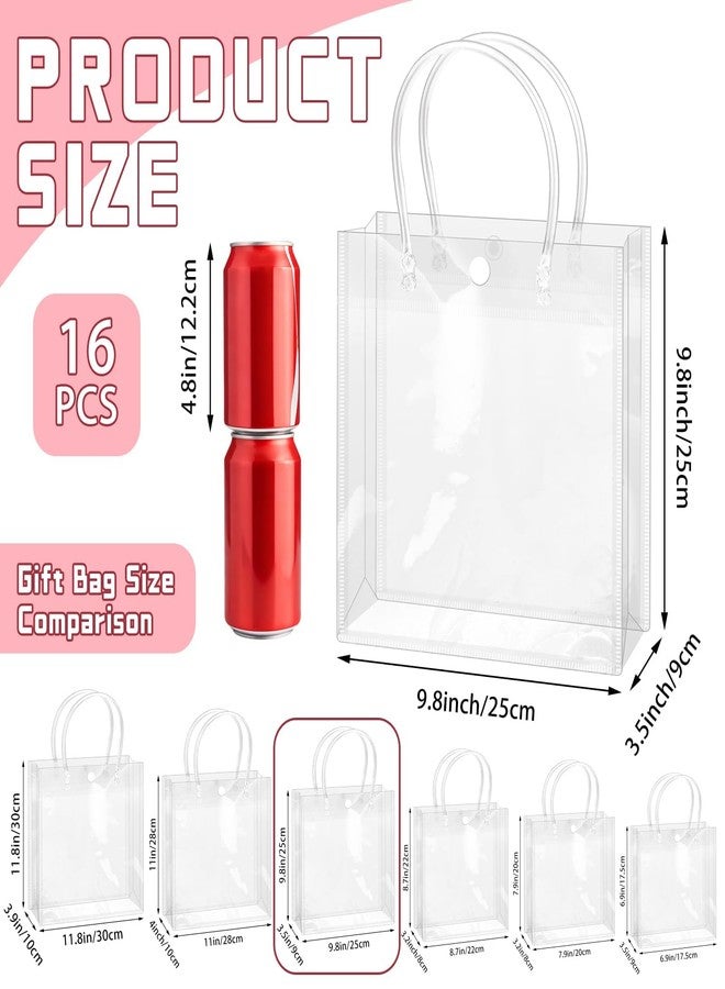BadenBach 16 PCS Clear Gift Bags with Handle,9.84" x 9.84" x 3.54",Large Transparent Plastic Gift Wrap Bag Reusable Clear Party Favor Goodie Bags for Boutique Wedding Birthday Baby Shower Father's Day - Image 2