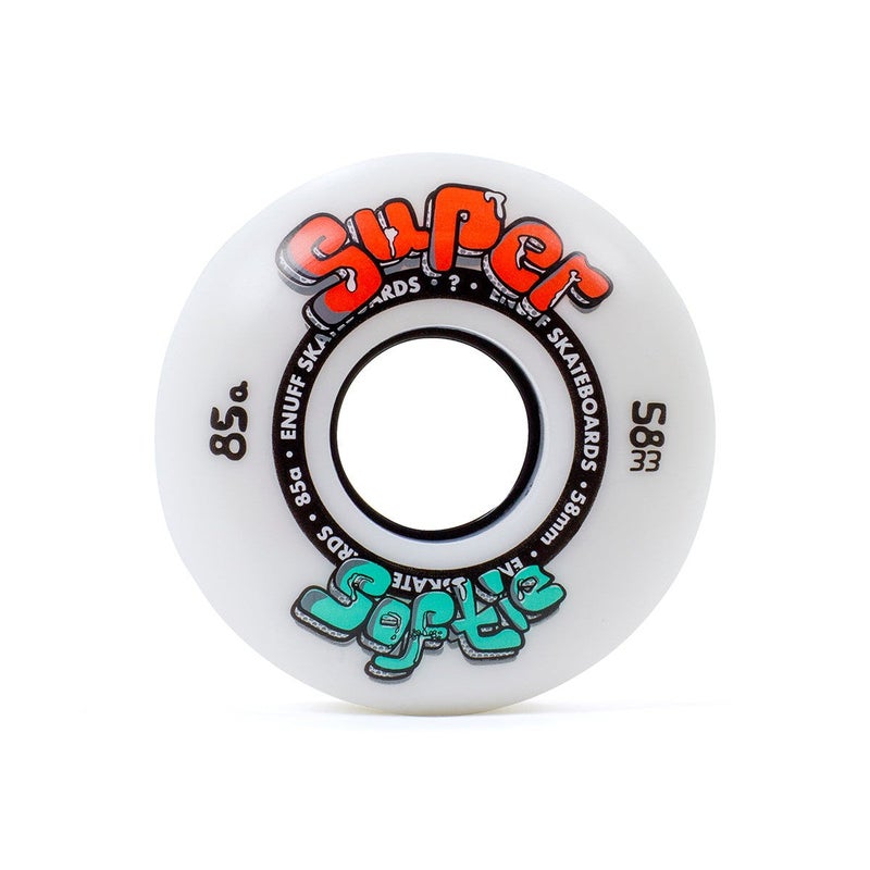 Enuff Super Softie Skateboard Wheels White 58mm 85A [set/4]