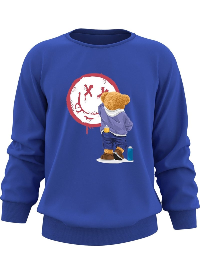 Ada Bebek Çocuk - Ada Baby Kids Oversize Painter Bear Printed Kids Sweatshirt - Image 1