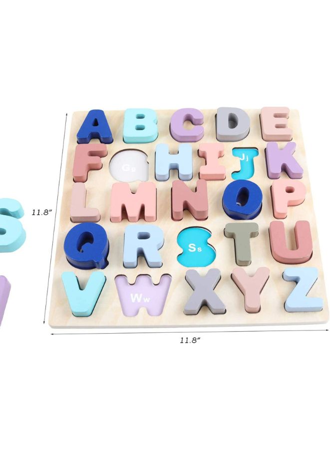 Large Alphabet Upper Case Letter and Number Wooden Puzzle Learning Educational Board Toys for Kids, Pack of 2 - Image 4