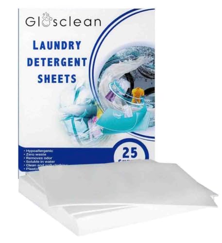 Glosclean أوراق منظف الغسيل 50 شريط 25 ورقة صديقة للبيئة برائحة منعشة خالية من البلاستيك صابون غسيل للسفر - Image 2