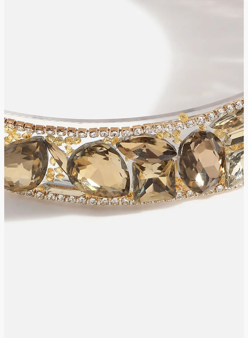 SOHI Gold Plated Designer Stone Hair Band