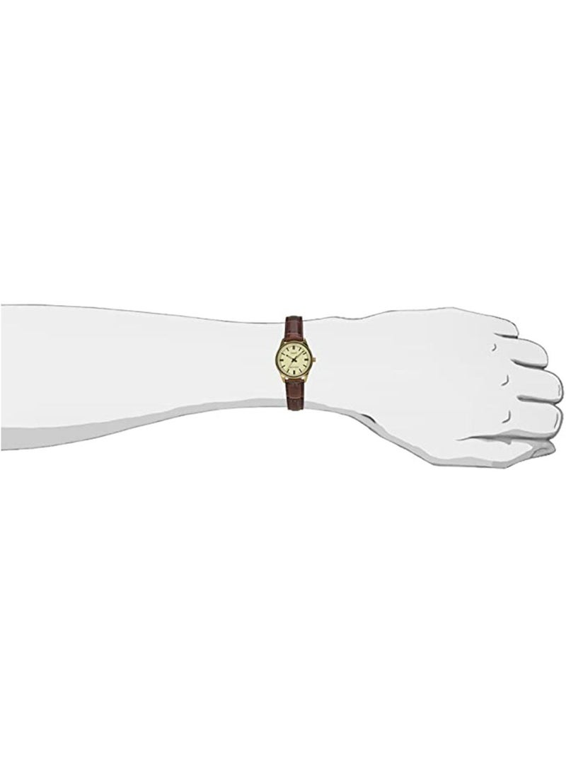 كاسيو Women's Leather Quartz Analog Watch LTP-V005GL-9AUDF - 28 mm - Brown - Image 4