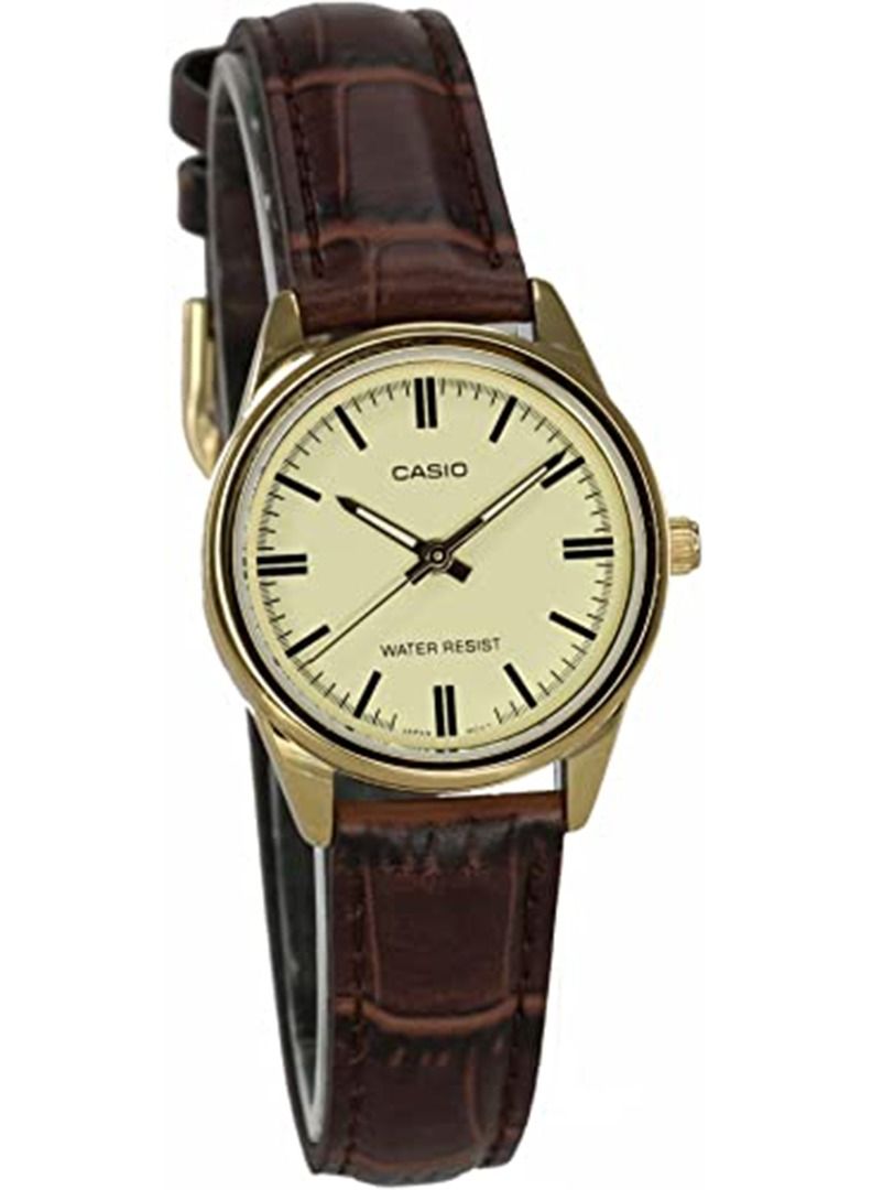 كاسيو Women's Leather Quartz Analog Watch LTP-V005GL-9AUDF - 28 mm - Brown - Image 2