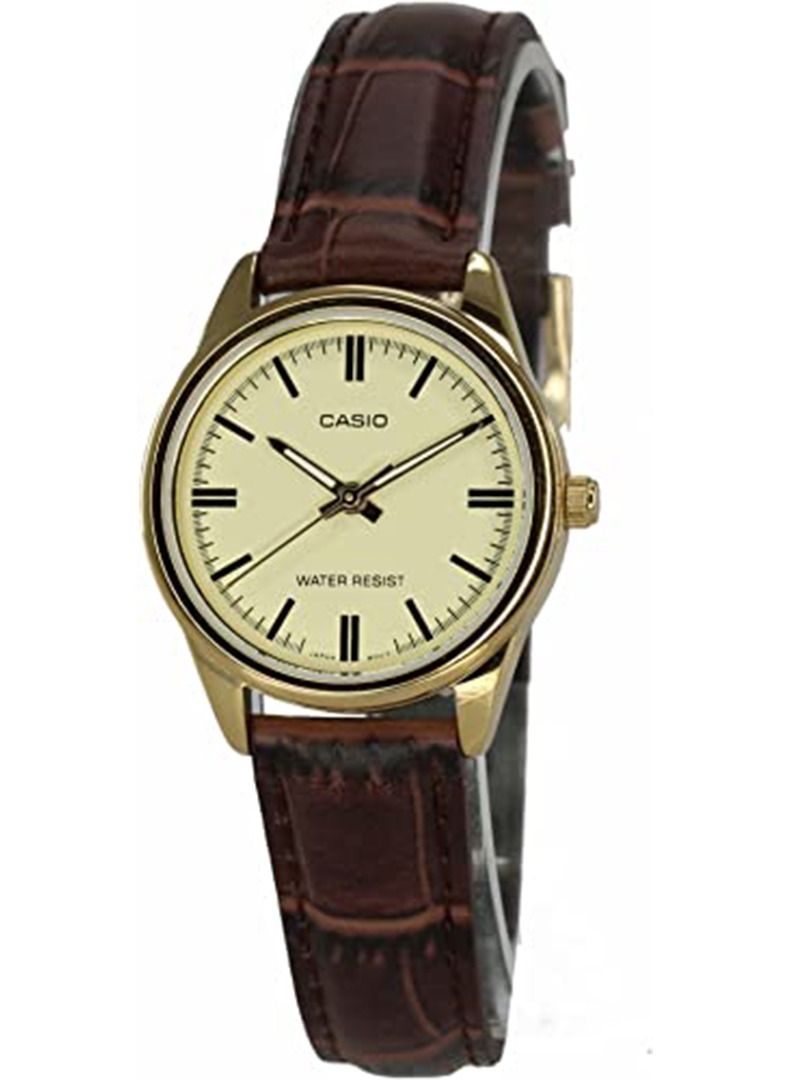 كاسيو Women's Leather Quartz Analog Watch LTP-V005GL-9AUDF - 28 mm - Brown - Image 1