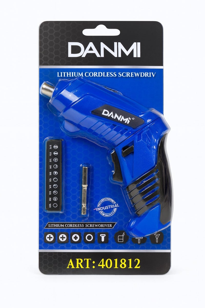 DANMI Professional Lithium Cordless Screwdriver with Multiple Bits Set – Model ART: 401812 - Image 1