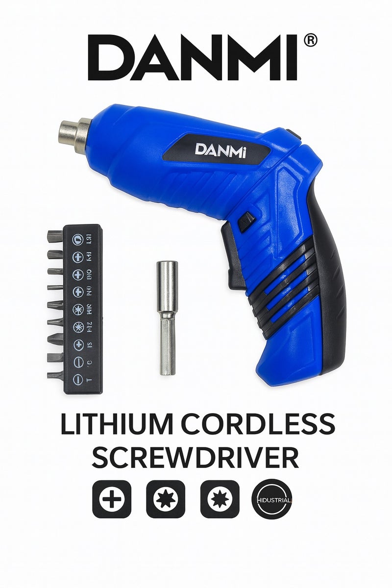 DANMI Professional Lithium Cordless Screwdriver with Multiple Bits Set – Model ART: 401812 - Image 2