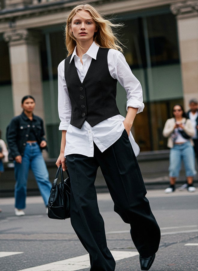 trendyol Black Premium Buttoned Crop Woven Vest TWOAW24YE00061 - Image 1