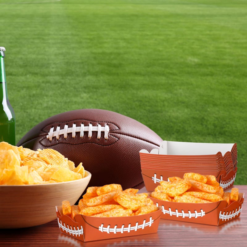 Hoolerry 2lb Football Party Decorations Paper Football Plates Disposable Food Boats Serving Trays Sports Party Birthday Party Supplies 5.1 x 4.3 x 1.6 Inch(Field Style  60 Pcs  Field Style) - Image 4