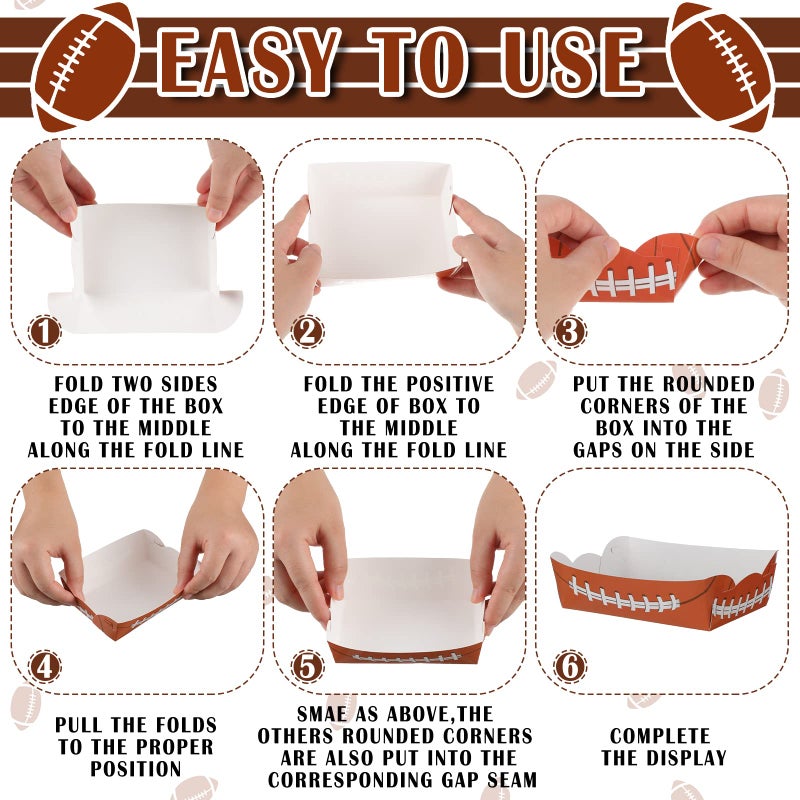 Hoolerry 2lb Football Party Decorations Paper Football Plates Disposable Food Boats Serving Trays Sports Party Birthday Party Supplies 5.1 x 4.3 x 1.6 Inch(Field Style  60 Pcs  Field Style) - Image 3
