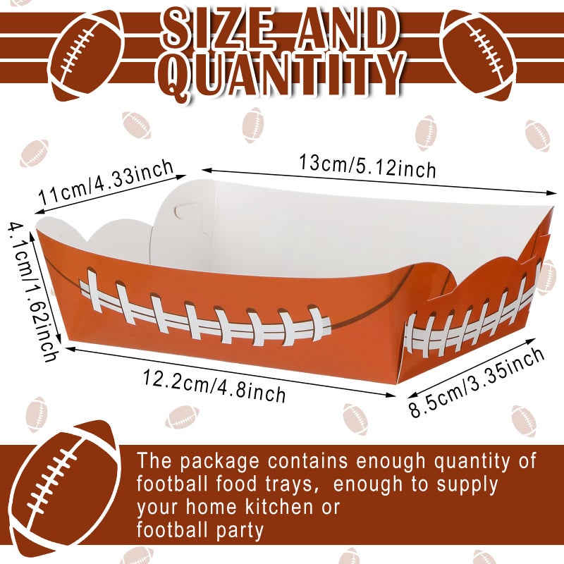 Hoolerry 2lb Football Party Decorations Paper Football Plates Disposable Food Boats Serving Trays Sports Party Birthday Party Supplies 5.1 x 4.3 x 1.6 Inch(Field Style  60 Pcs  Field Style) - Image 1