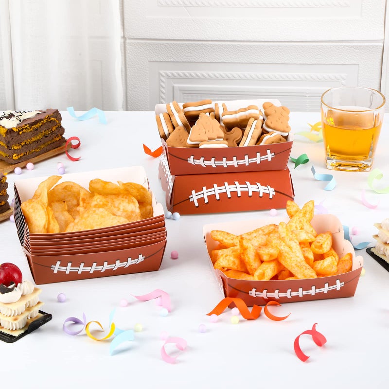 Hoolerry 2lb Football Party Decorations Paper Football Plates Disposable Food Boats Serving Trays Sports Party Birthday Party Supplies 5.1 x 4.3 x 1.6 Inch(Field Style  60 Pcs  Field Style) - Image 2