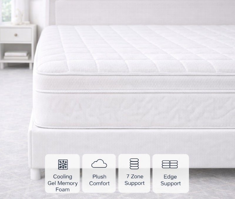 ريكسال هوم مرتبة Rexal Home Euro Heaven بريميوم بنظام النوابض الجيبية – سماكة 30 سم، ميموري فوم مع جل مبرد، فوم عالي المرونة، دعم متوسط الصلابة، تخفيف الضغط وعزل حركة منخفض، مقاس كوين ممتد 160 × 220 سم - Image 5