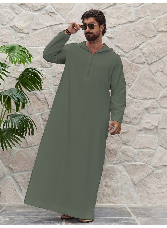 عباية - قبعة إسلامية، عصابة رأس، عمامة - أخضر عسكري، مقاس XXL - غطاء رأس إسلامي، قبعة كوفي، قبعة صلاة، عمامة مطرزة، إكسسوار عربي - Image 1