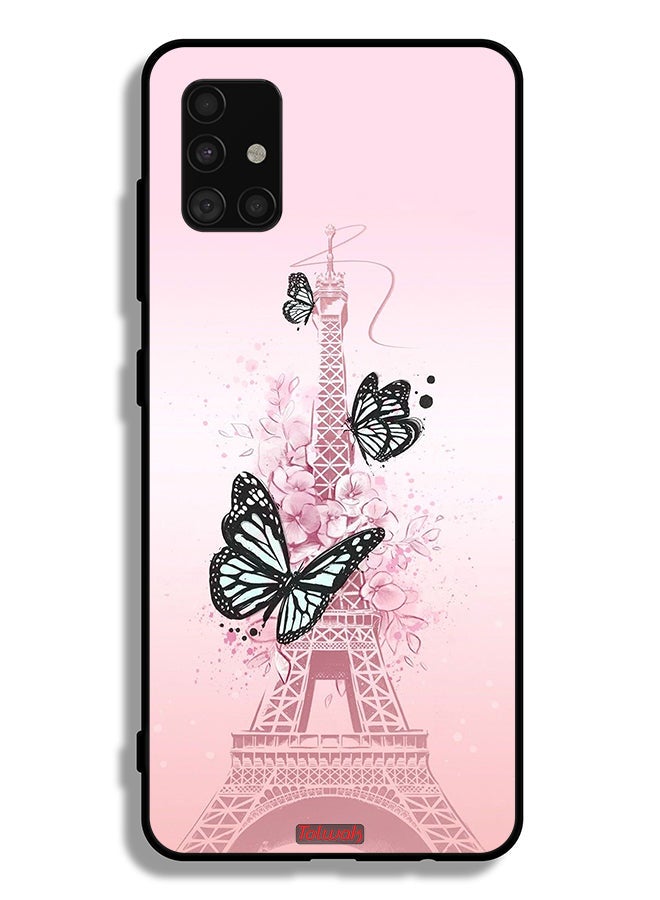 Tolwak Samsung Galaxy A51 4G Protective Case Cover Butterflies On Eiffel Tower - Image 1